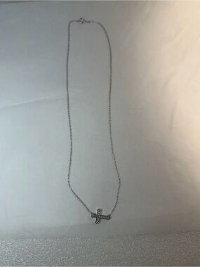 Zales Silver Cross Pendant Necklace - White